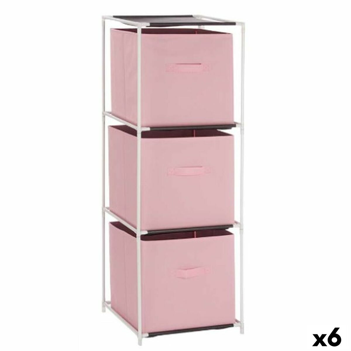 Bokhylla Vit Rosa polypropen Järn TNT (Non Woven) 35 x 35 x 102 cm (6 antal)
