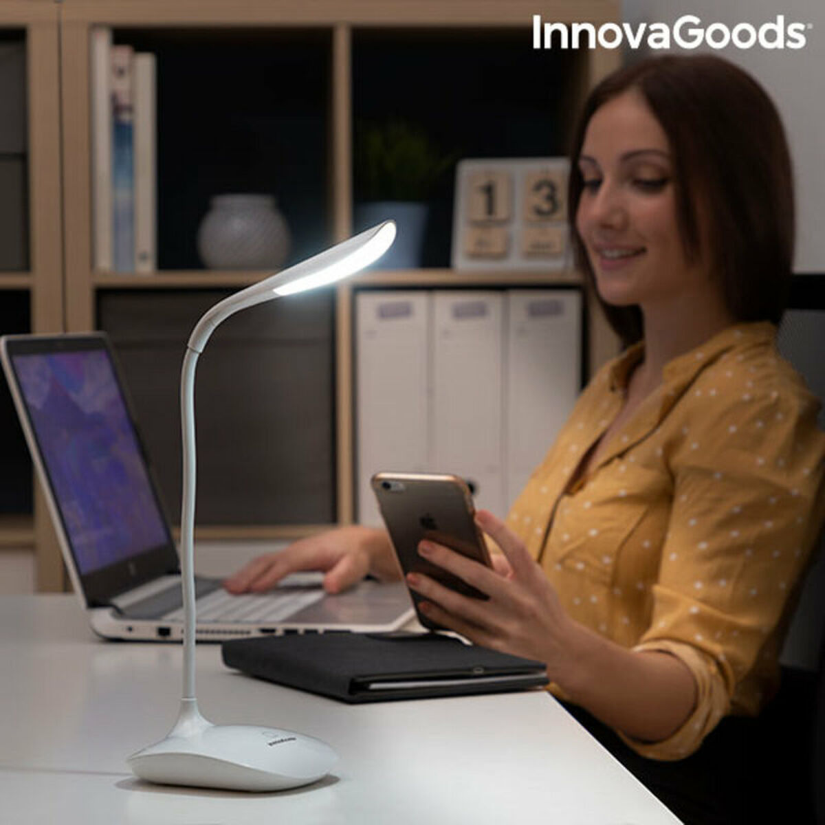 Uppladdningsbar bordslampa med LED och touch-funktion InnovaGoods Lum2Go Vit 3,7 V (Renoverade A) - 4