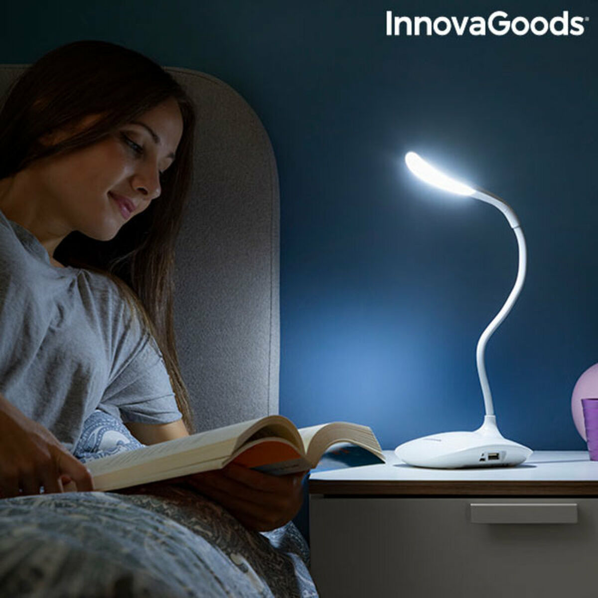 Uppladdningsbar bordslampa med LED och touch-funktion InnovaGoods Lum2Go Vit 3,7 V (Renoverade A)