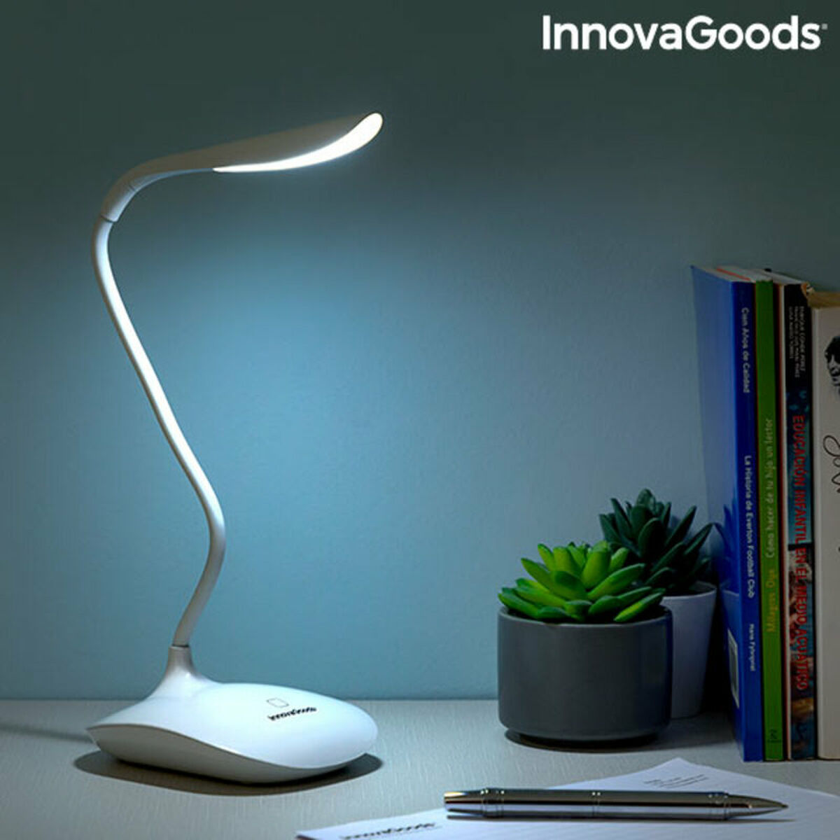 Uppladdningsbar bordslampa med LED och touch-funktion InnovaGoods Lum2Go Vit 3,7 V (Renoverade A) - 3