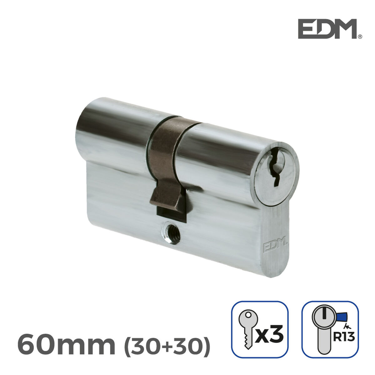 Cylinder EDM 85177 r13 ickel Kort kamlås Europeisk