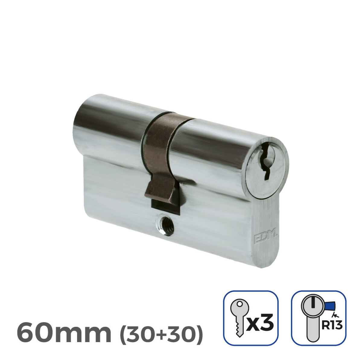Cylinder EDM 85177 r13 ickel Kort kamlås Europeisk - 5