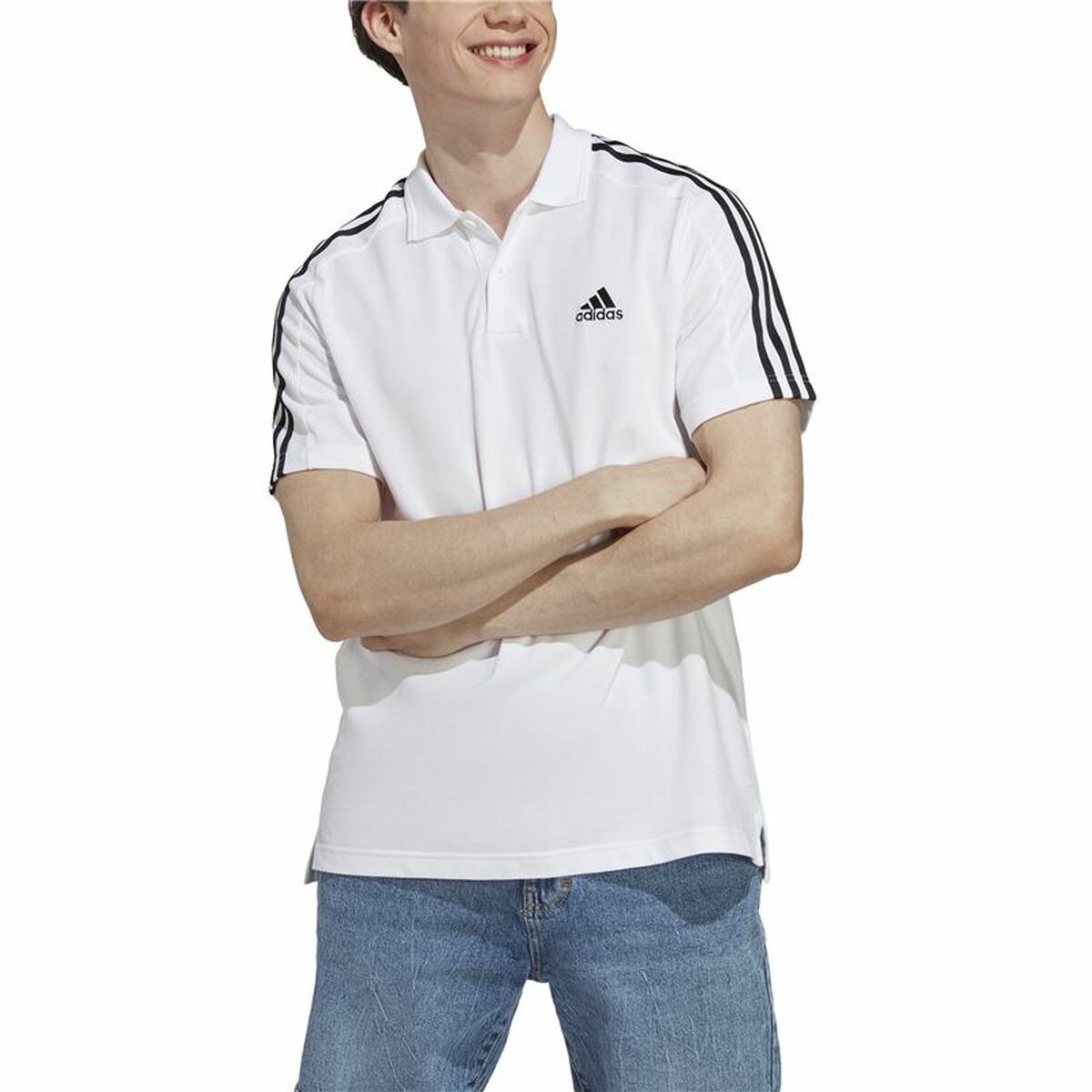 Polotröja kortärmad Herr Adidas Essentials Vit XL - 2