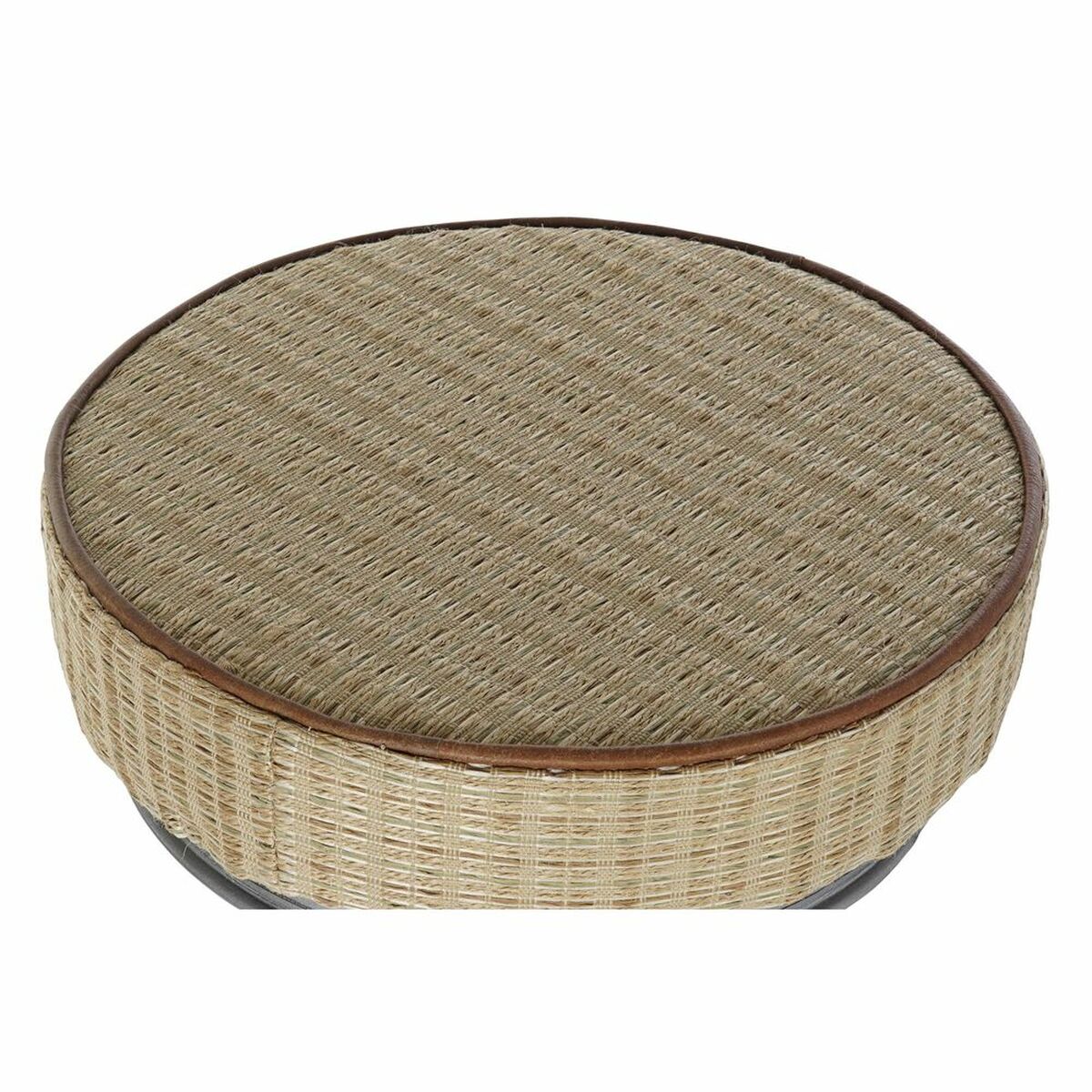 Sittpall DKD Home Decor Silvrig Metall Ljusbrun Rattan (44 x 41 x 82 cm) - 6