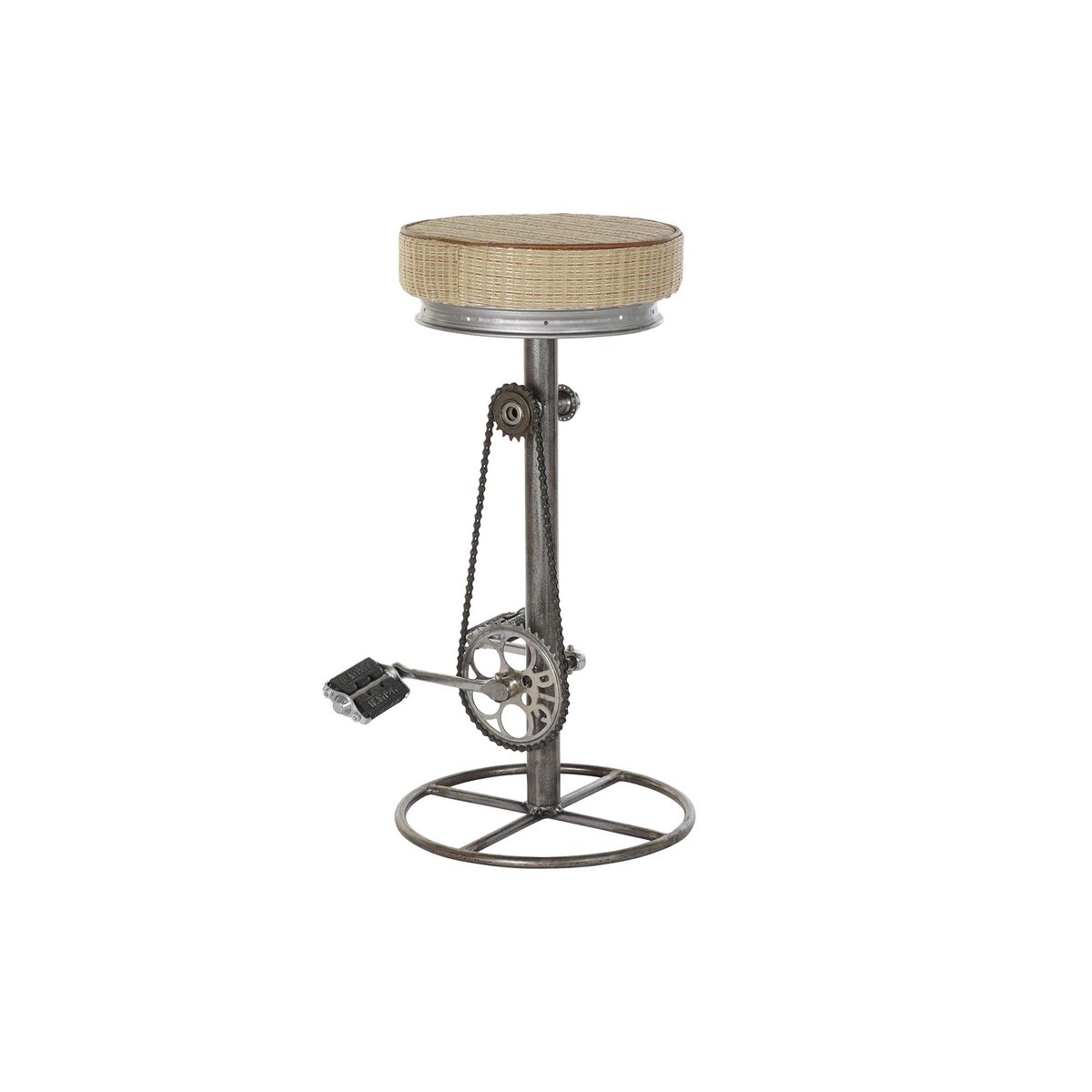 Sittpall DKD Home Decor Silvrig Metall Ljusbrun Rattan (44 x 41 x 82 cm) - 5