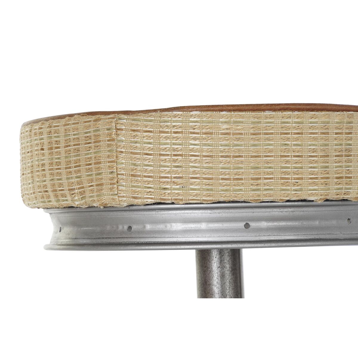 Sittpall DKD Home Decor Silvrig Metall Ljusbrun Rattan (44 x 41 x 82 cm) - 3