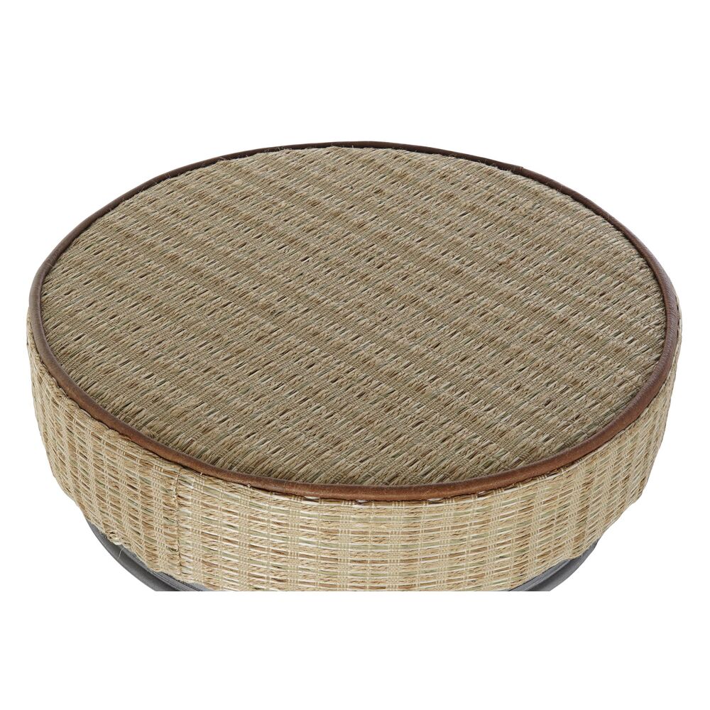 Sittpall DKD Home Decor Silvrig Metall Ljusbrun Rattan (44 x 41 x 82 cm) - 4