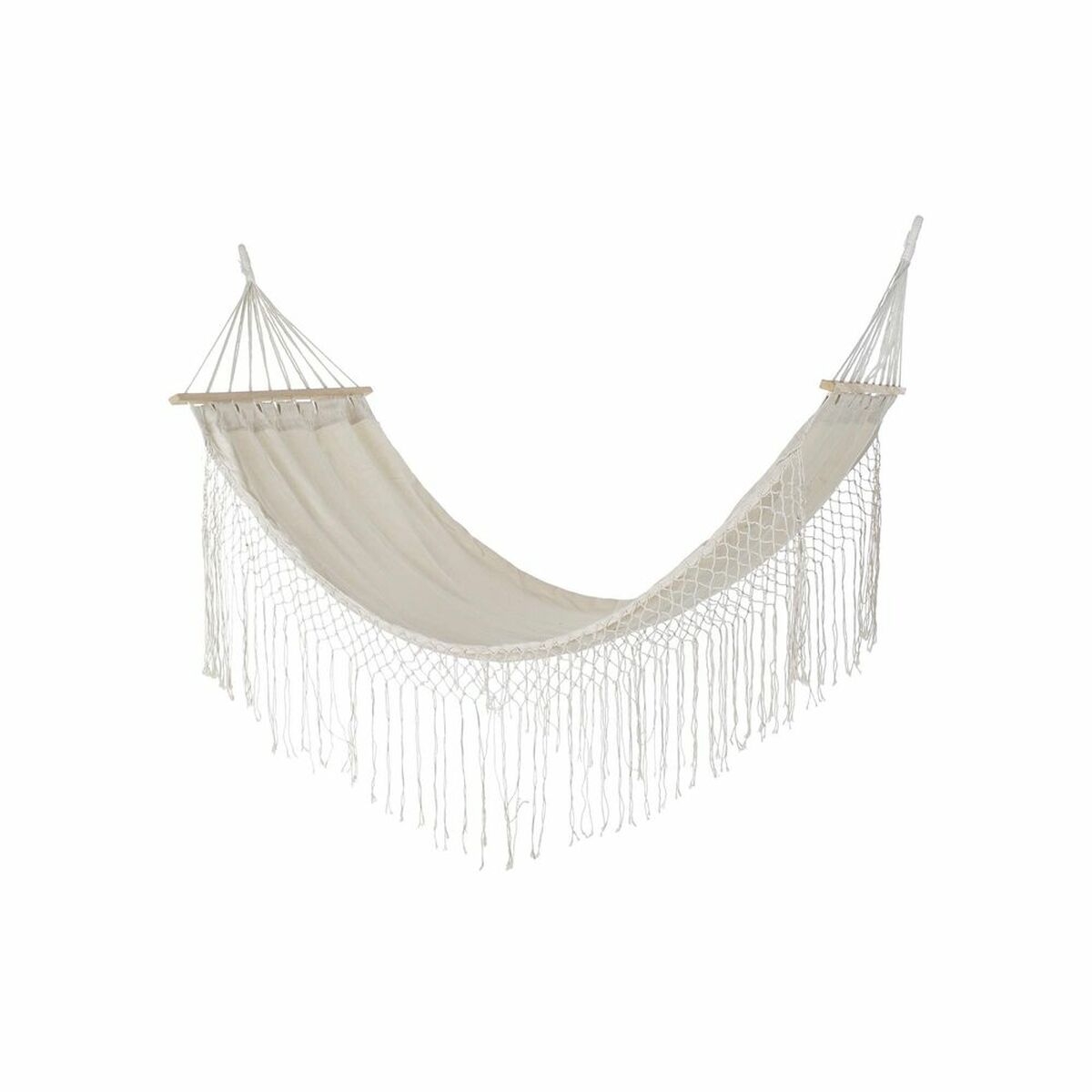 Hängmatta DKD Home Decor Beige Polyester Bomull Furu Frans (280 x 100 x 130 cm)