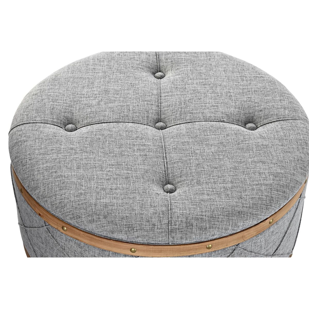 Sittpall DKD Home Decor   Naturell Trä Polyester Ljusgrå (80 x 80 x 43 cm) - 4