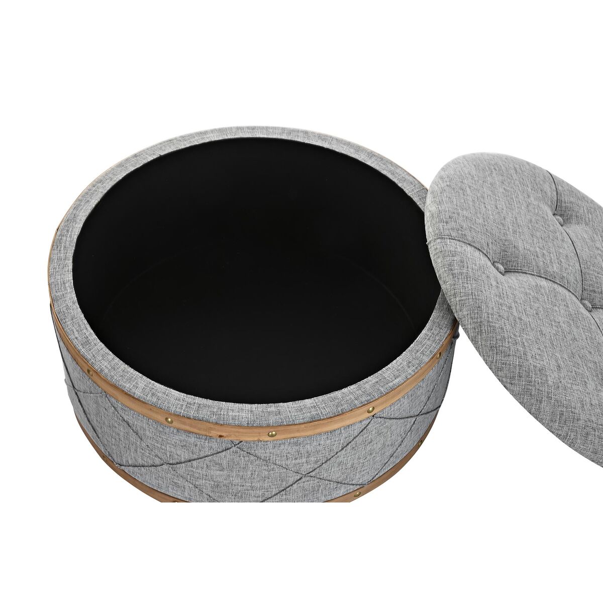 Sittpall DKD Home Decor   Naturell Trä Polyester Ljusgrå (80 x 80 x 43 cm) - 5