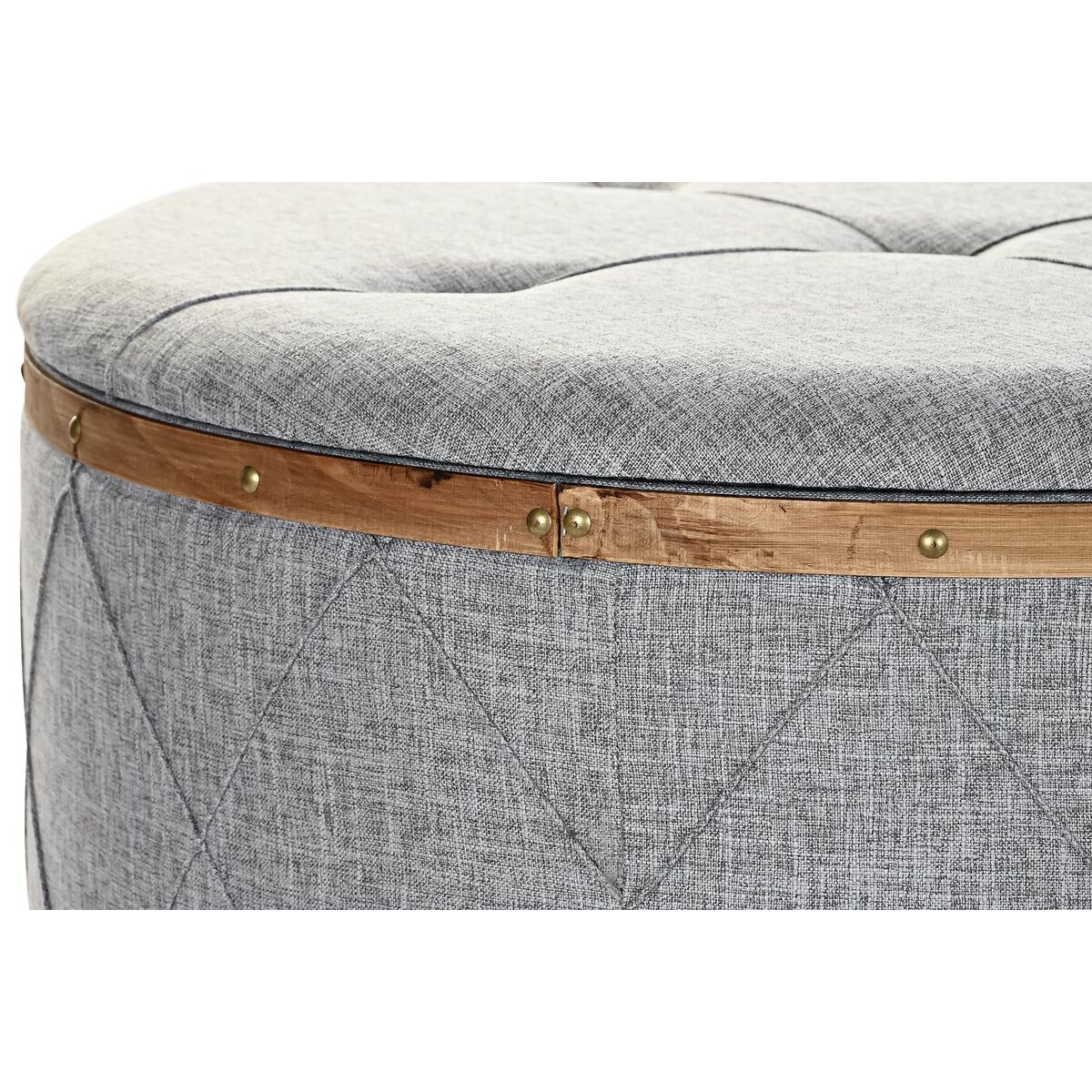 Sittpall DKD Home Decor   Naturell Trä Polyester Ljusgrå (80 x 80 x 43 cm) - 2