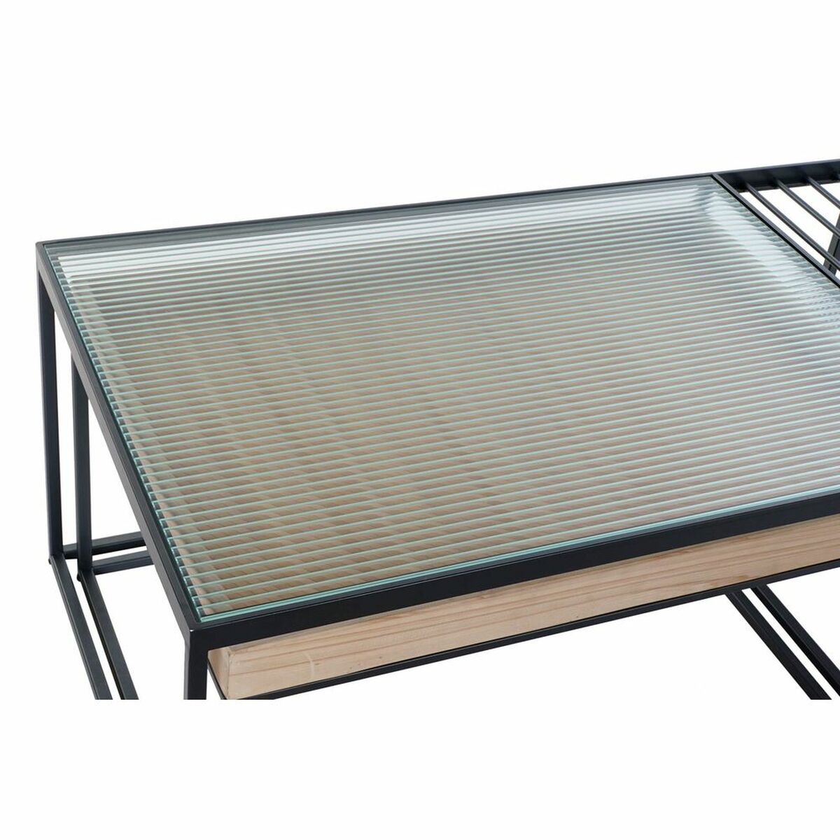 Soffbord DKD Home Decor Svart Multicolour Naturell Trä Metall Bambu Glas 110 x 60 x 45 cm - 9