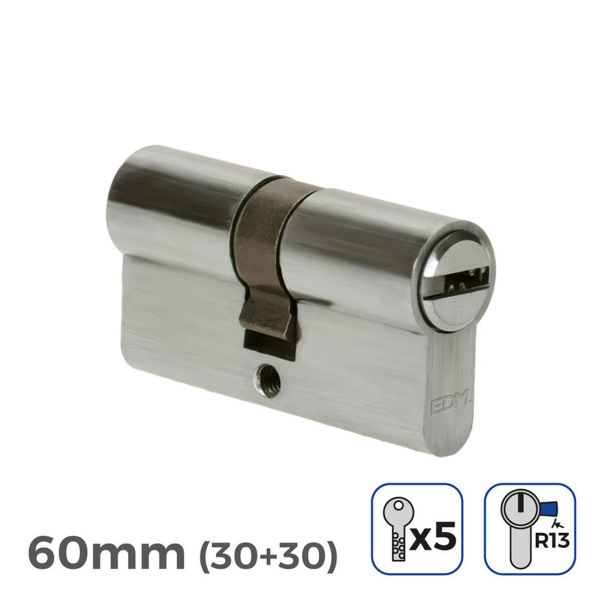 Cylinder EDM 85180 r13 ickel Kort kamlås Europeisk - 5