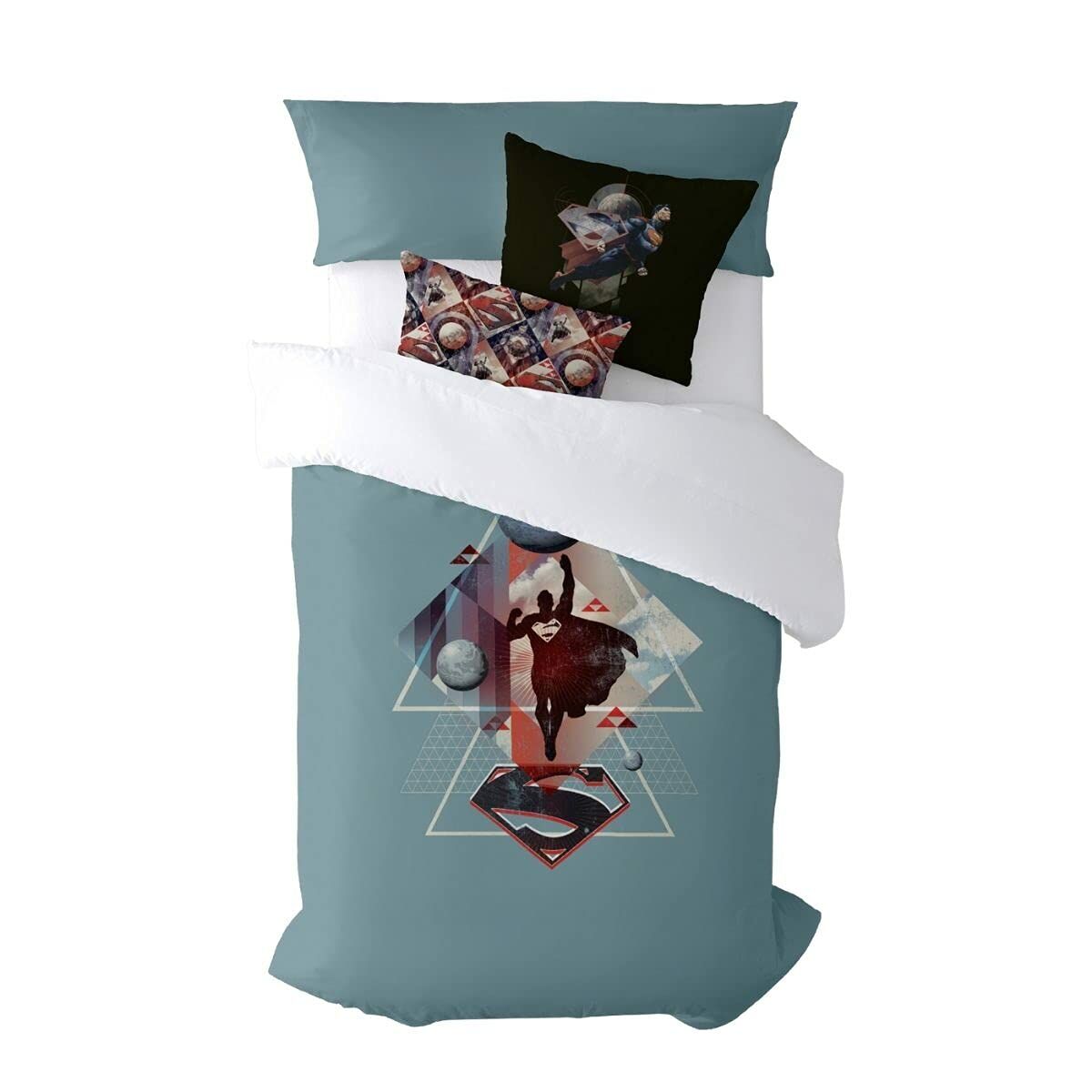 Påslakan Superman Geometric Grön Multicolour 175 Trådar 180 x 220 cm