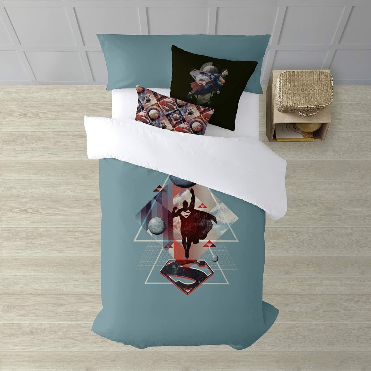 Påslakan Superman Geometric Grön Multicolour 175 Trådar 180 x 220 cm - 2