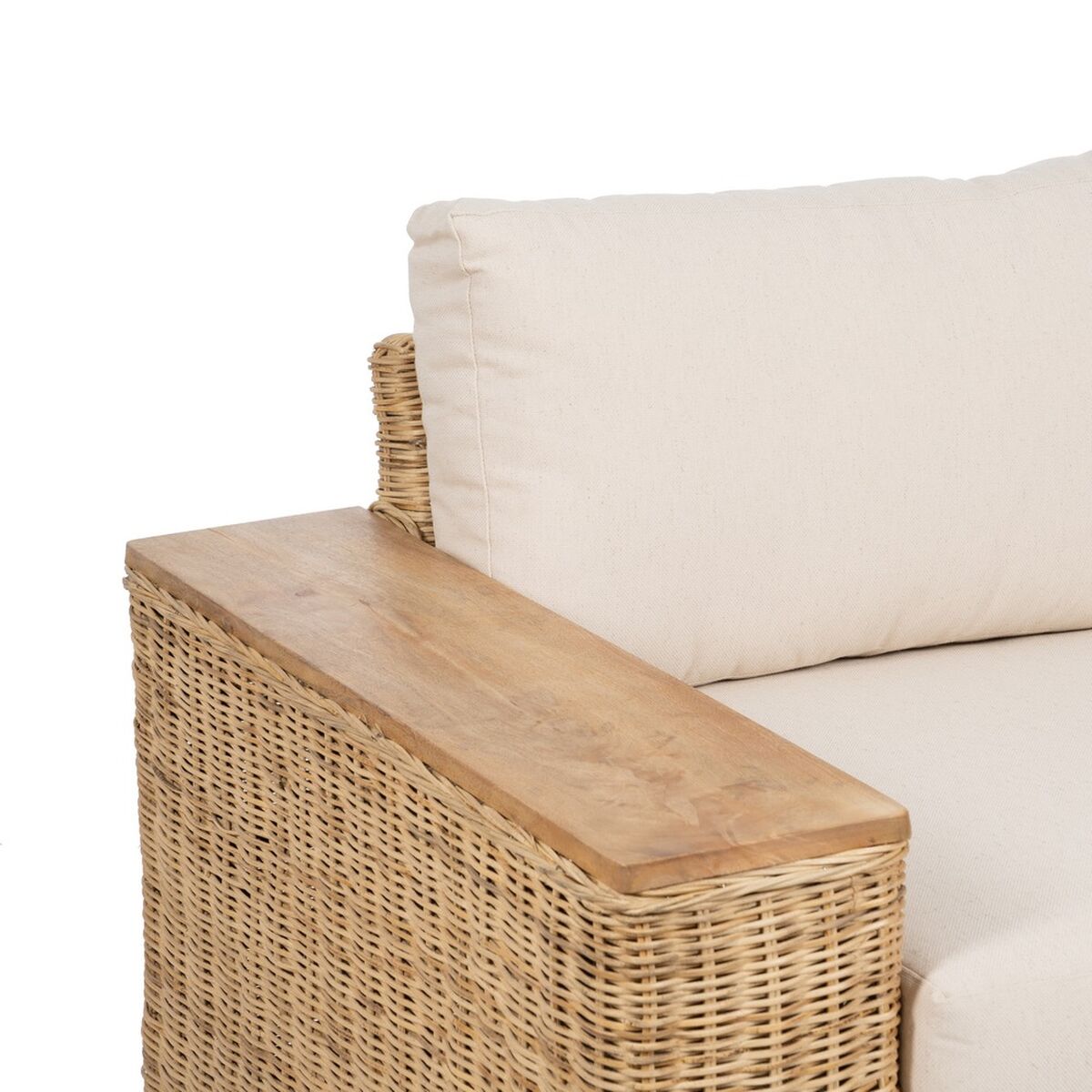 Trädgårdssoffa Naturell Mangoträ Foam Naturliga fibrer 198 x 88 x 67 cm - 5
