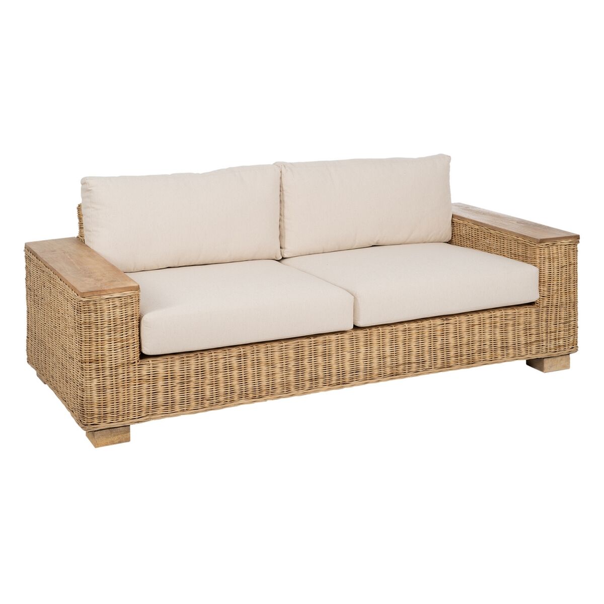 Trädgårdssoffa Naturell Mangoträ Foam Naturliga fibrer 198 x 88 x 67 cm