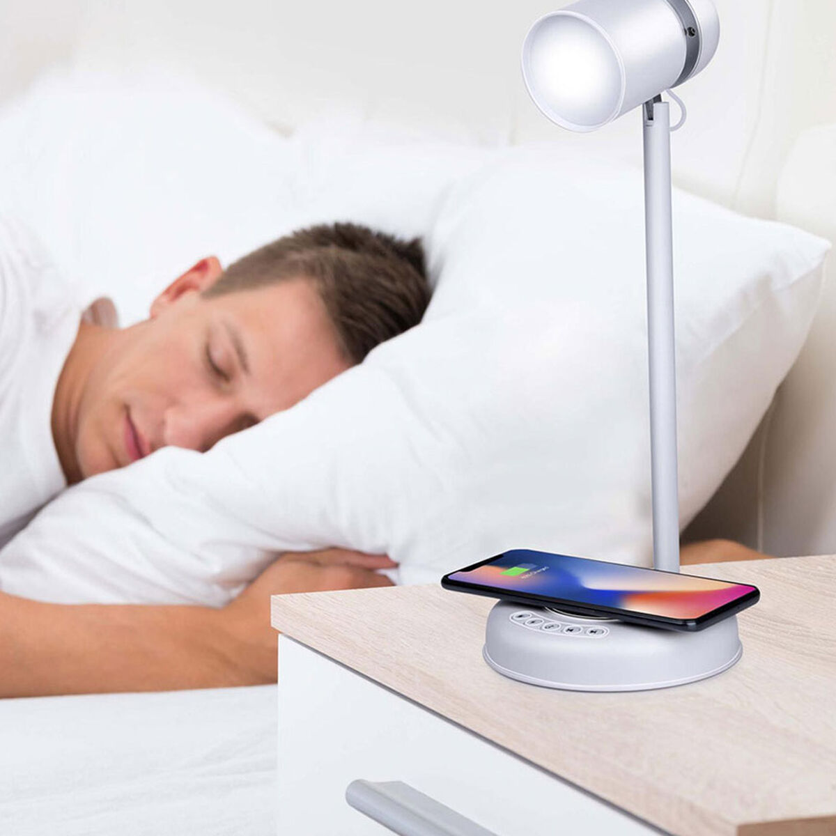 LED-lampa med högtalare och trådlös laddare Grundig Vit 15 W 76 Lm Ø 12 x 34 cm Plast 3 i 1 - 6