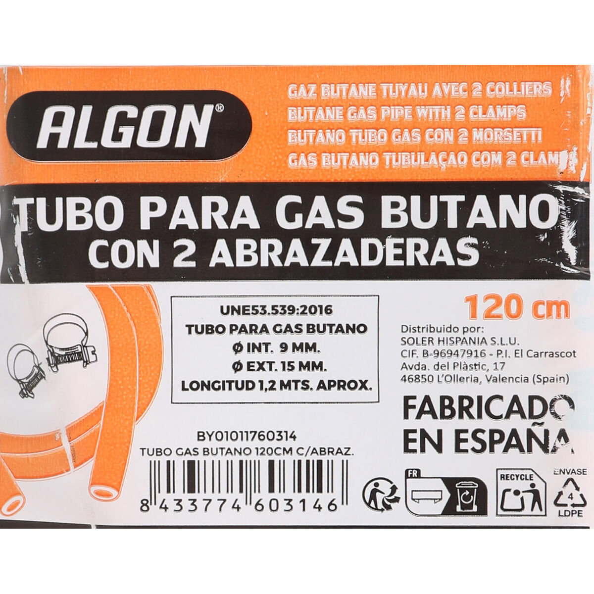 Butangasslang Bricotech 8433774603146 (120 cm) 23 x 12 x 4 cm - 5