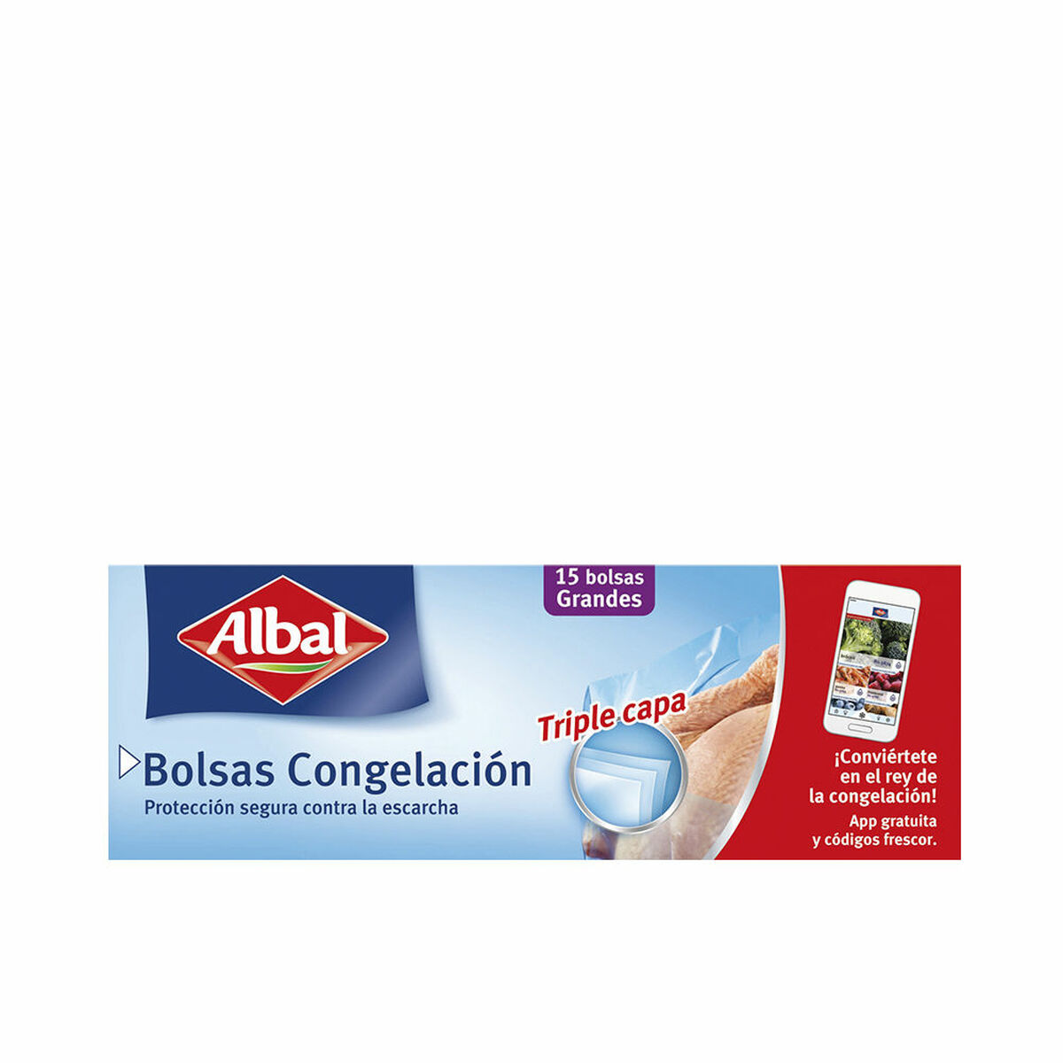 Set med återanvändningsbara livsmedelspåsar Albal   Stor Frys 15 antal - 2