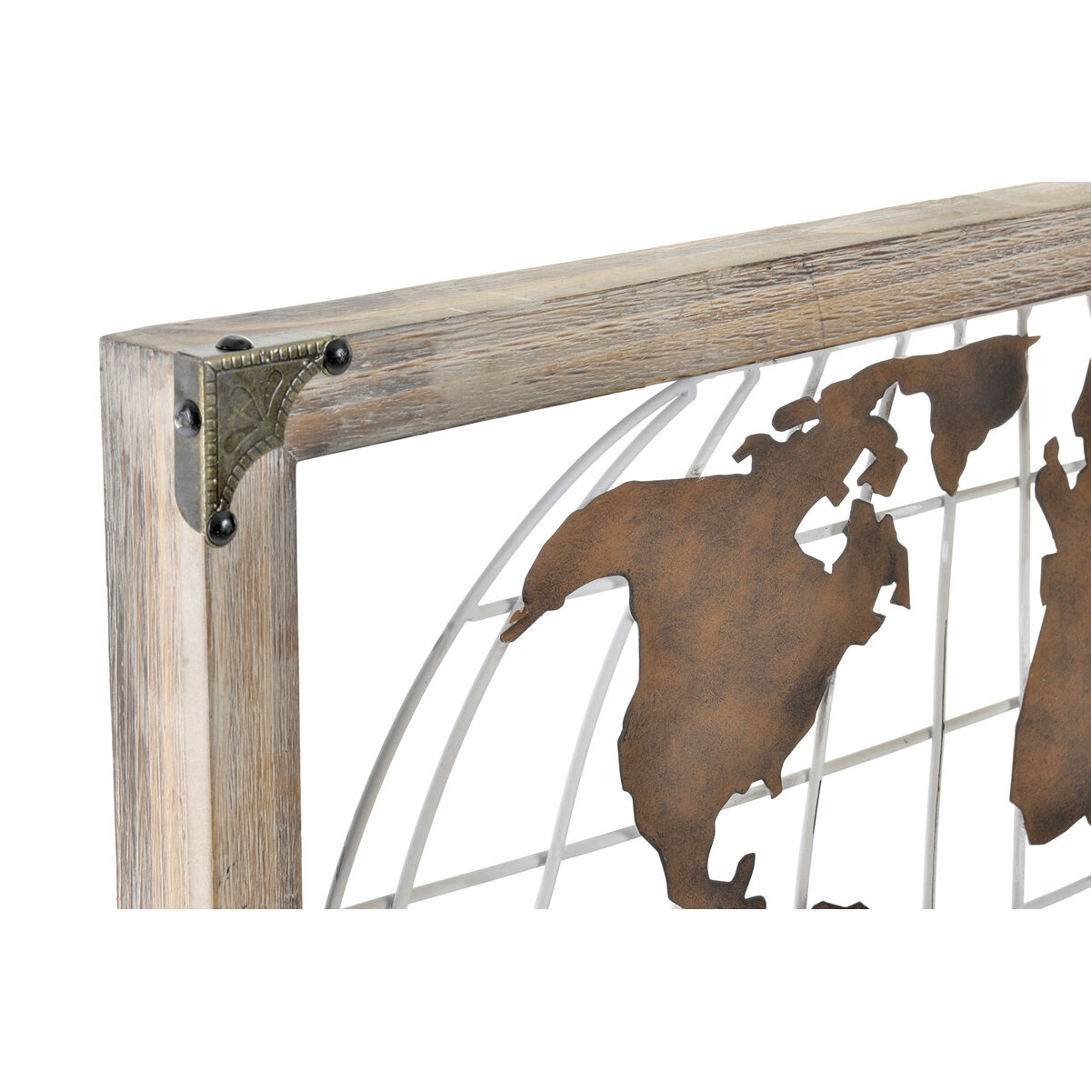 Prydnadsfigur DKD Home Decor Naturell Metall Koppar Furu Världskarta (75 x 6 x 46 cm) - 3