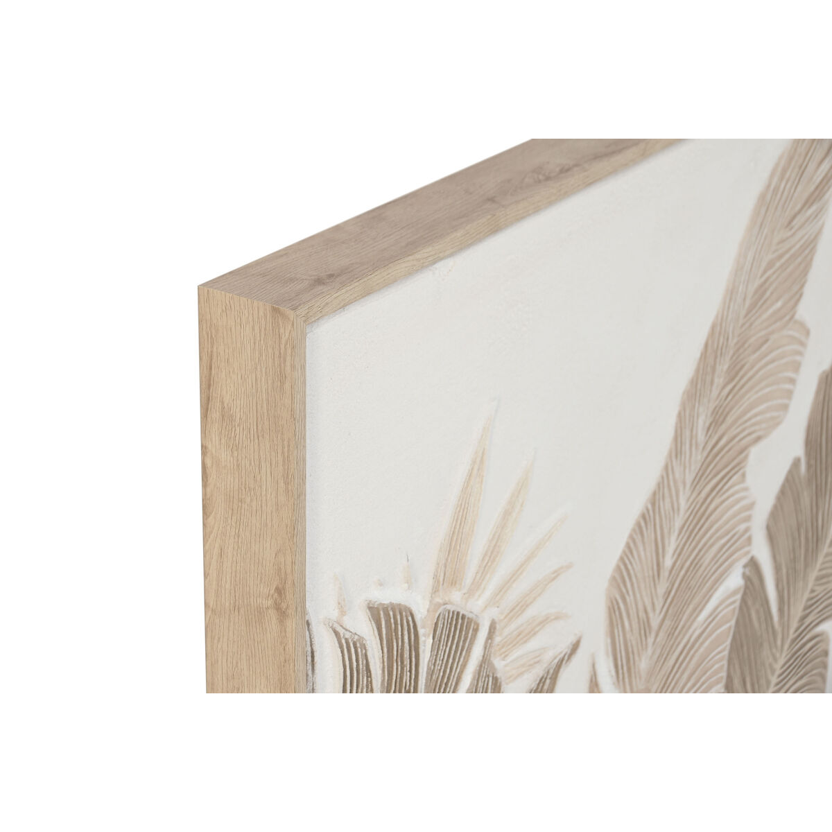 Tavla Home ESPRIT Vit Naturell Blad Tropiskt Med relief 102,5 X 4,5 X 102,5 CM (2 antal) - 2