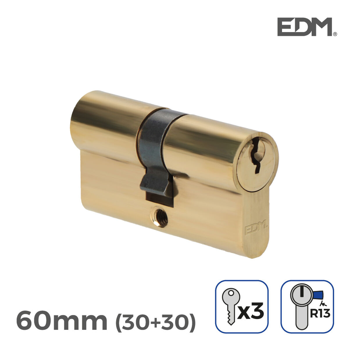 Cylinder EDM 85183 r13 Gyllene Mässing Kort kamlås 60 x 30 x 17 mm Europeisk