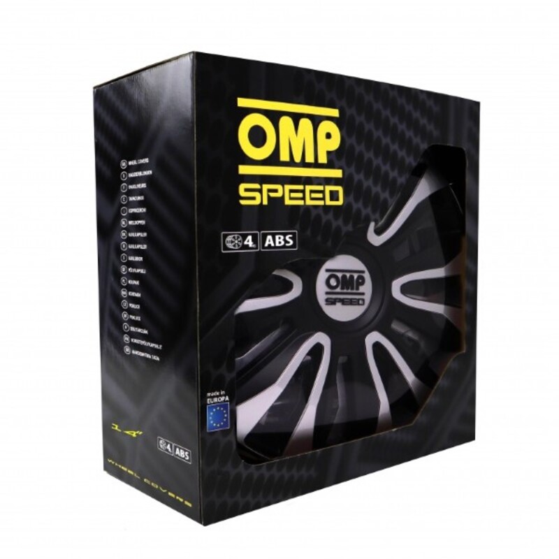 Navkapsel OMP Magnum Speed Svart Silvrig 14" (4 uds) - 4