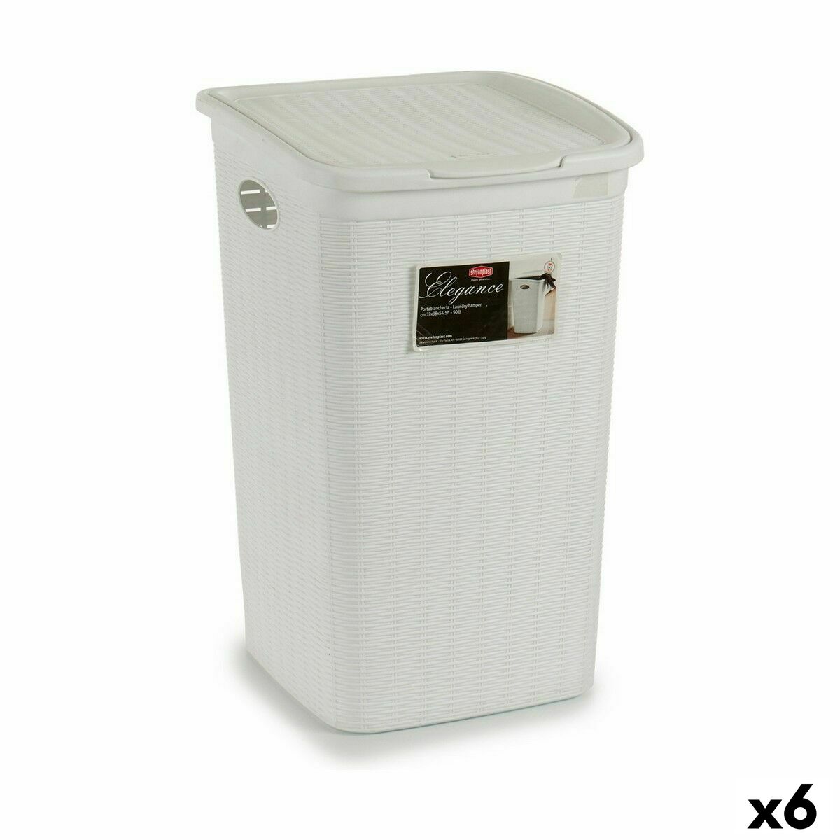 Tvättkorg Stefanplast Elegance Vit Plast 50 L 36,5 x 54,5 x 38 cm (6 antal) - 3
