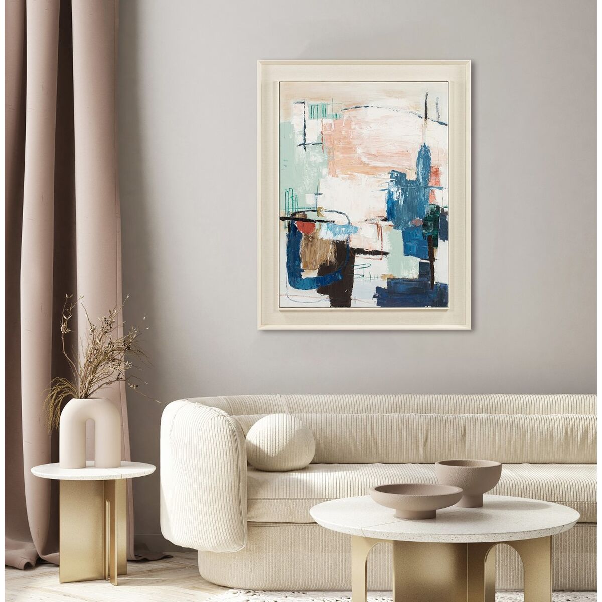 Kanvas Home ESPRIT Blå Vit Abstrakt Urban 114 X 6 X 143,5 CM - 2