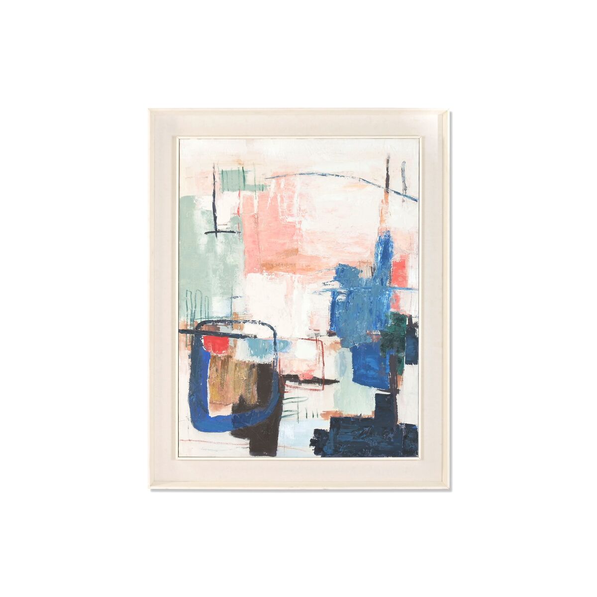 Kanvas Home ESPRIT Blå Vit Abstrakt Urban 114 X 6 X 143,5 CM