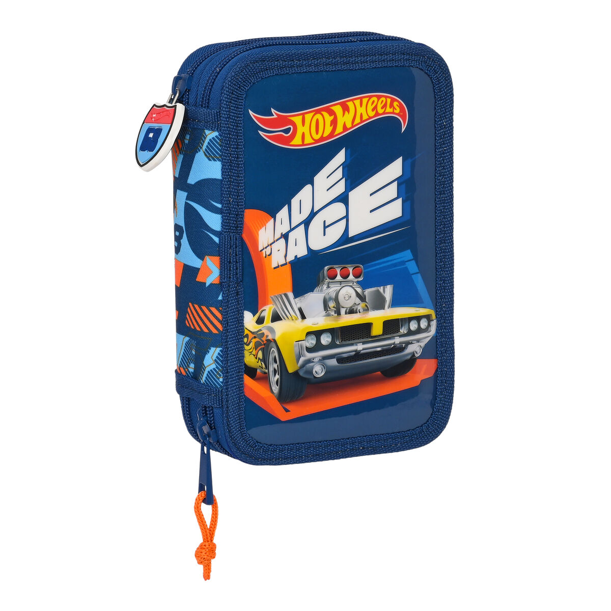 Pennfodral med tillbehör Hot Wheels Speed club Orange Marinblå 12.5 x 19.5 x 4 cm (28 Delar)