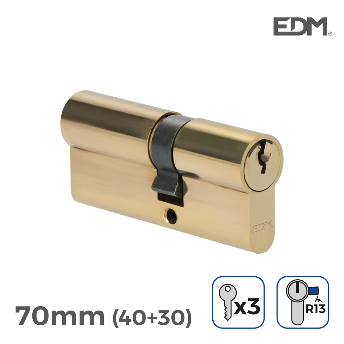 Cylinder EDM 85184 r13 Gyllene Mässing Kort kamlås Europeisk