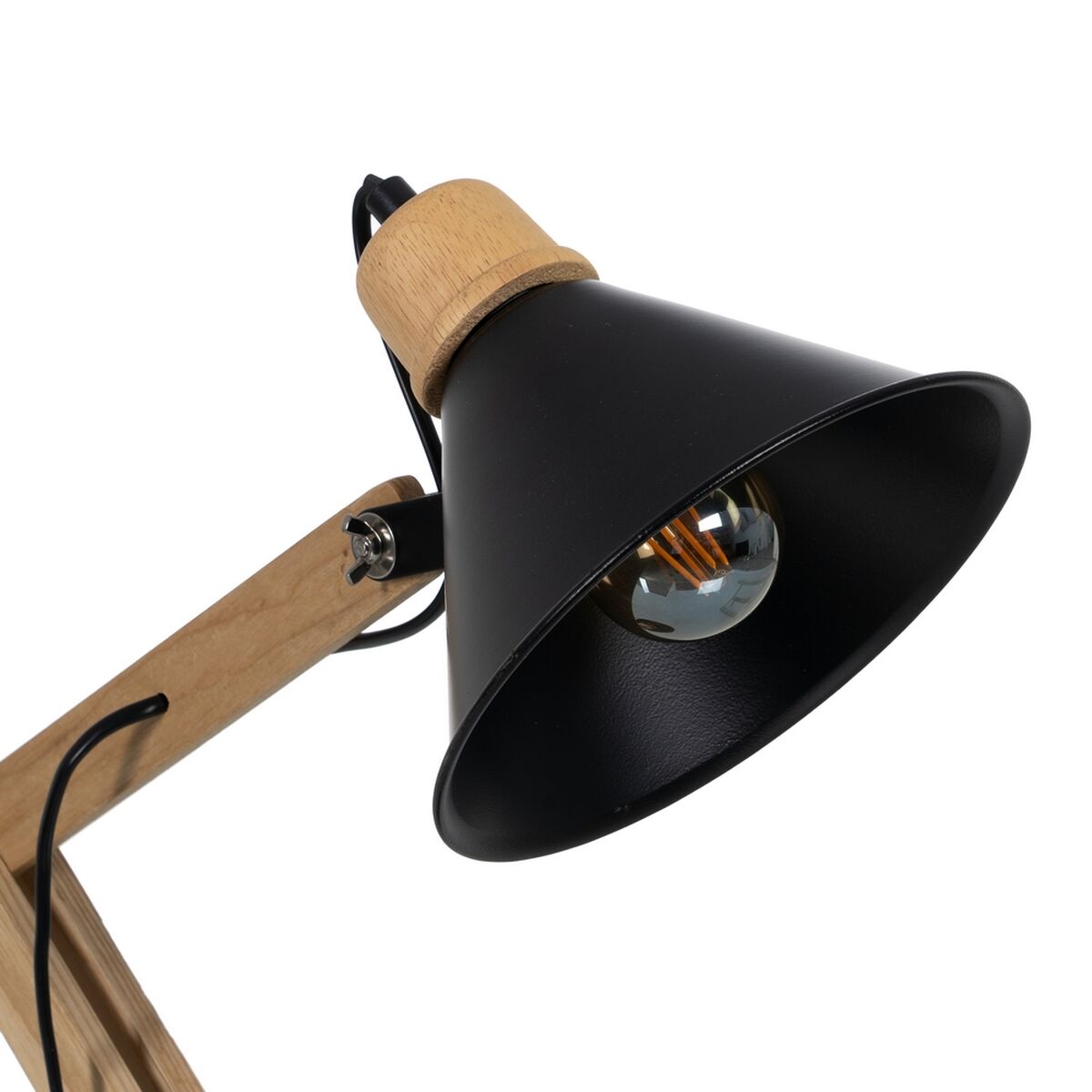 Bordslampa Svart Naturell Trä Järn 60 W 220-240 V 39 x 19 x 55 cm - 3