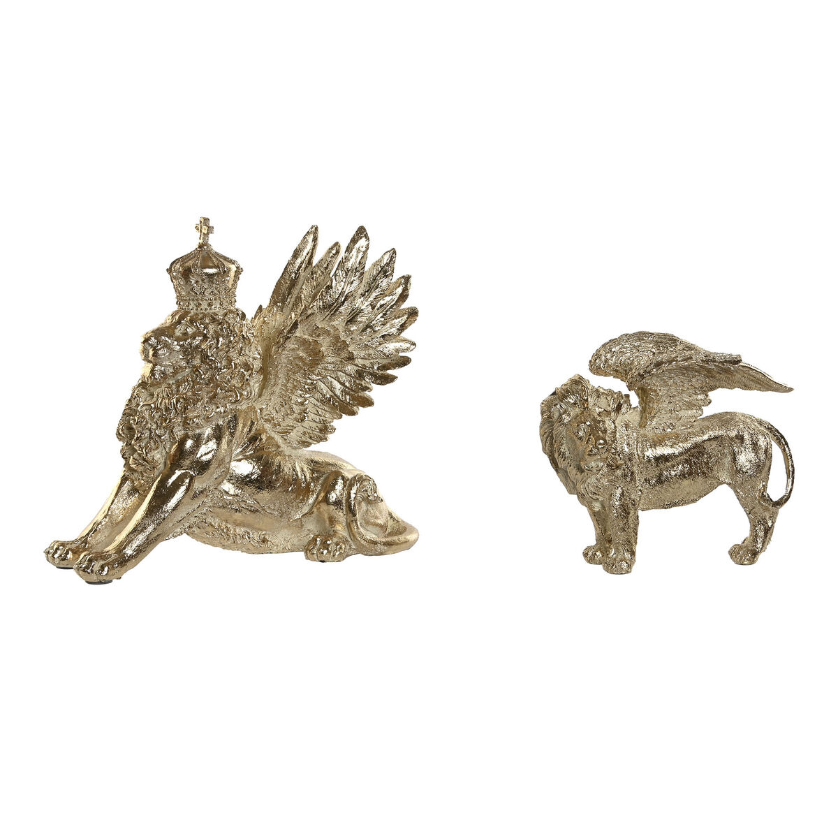 Prydnadsfigur Home ESPRIT Gyllene Lejonet 20 x 10,5 x 17,5 cm 29 x 13 x 25 cm (2 antal) - 2