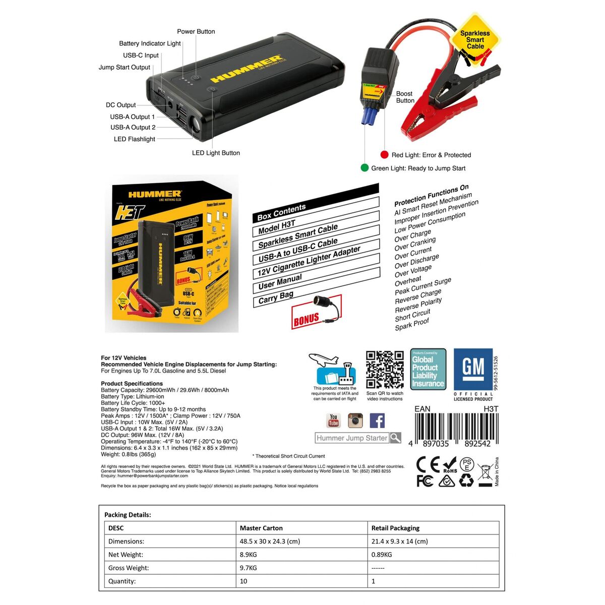 Rotuppdragare Hummer HUMMH3T 12 V 8000 Ah - 7