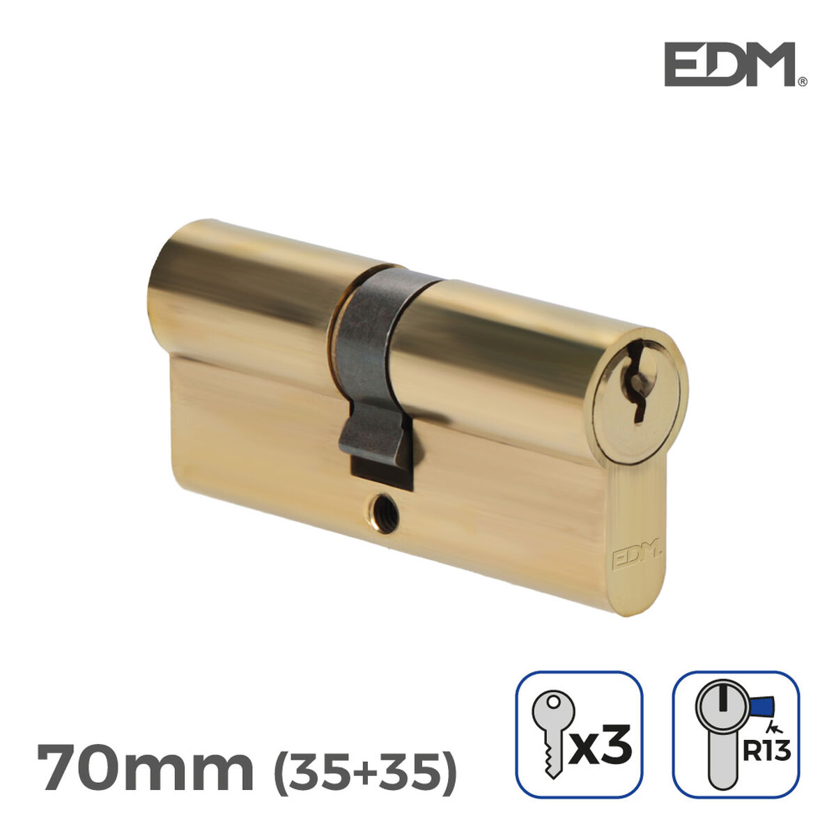 Cylinder EDM 85185 r13 Gyllene Mässing Kort kamlås Europeisk