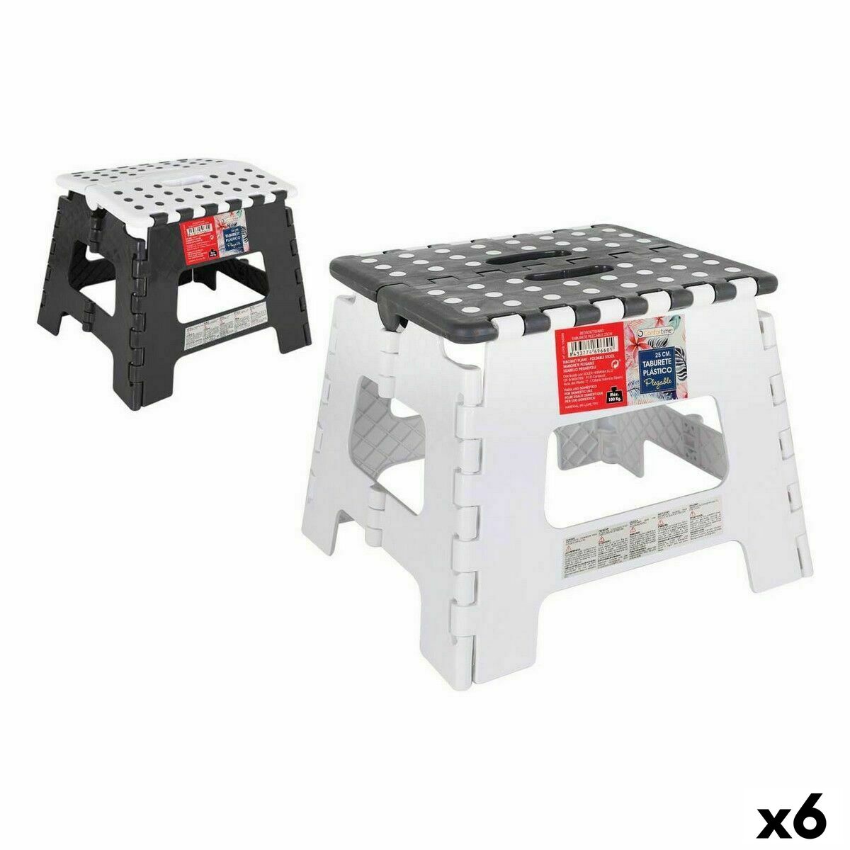 Fällbar pall Confortime Plast 25 cm (6 antal)