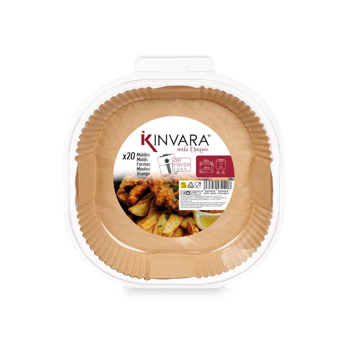 Papper för luftfritös 25 x 25 x 4 cm Set Rektangulär 20 Delar (24 antal) - 3
