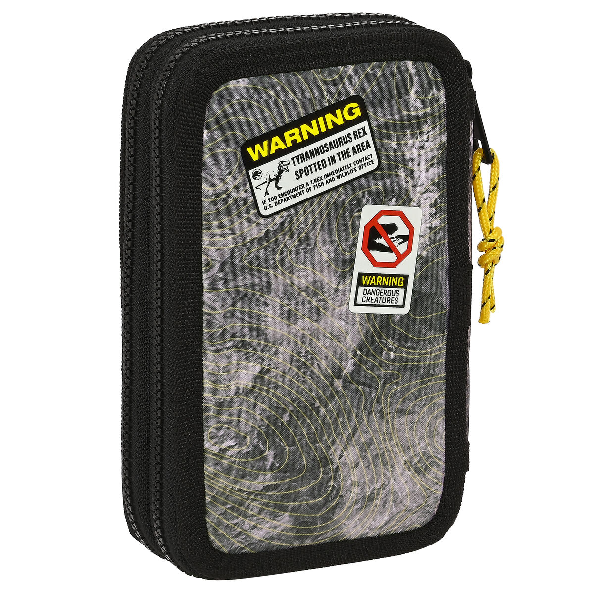 Dubbelt pennfodral Jurassic World Warning Grå 12.5 x 19.5 x 4 cm (28 Delar) - 5