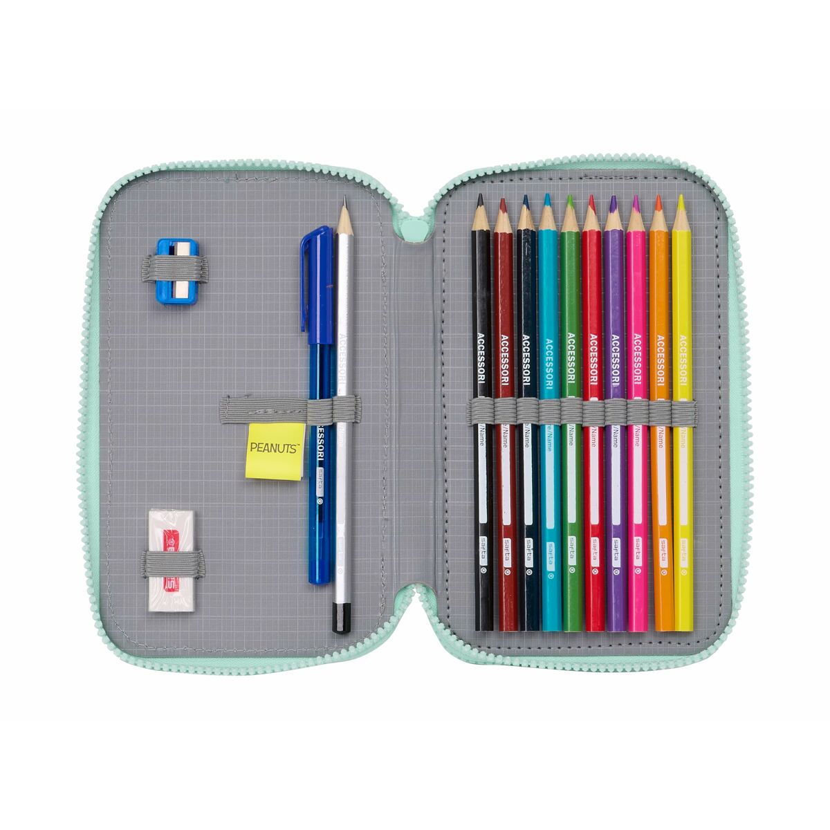 Dubbelt pennfodral Snoopy Groovy Aquamarine 12.5 x 19.5 x 4 cm 28 Delar - 4