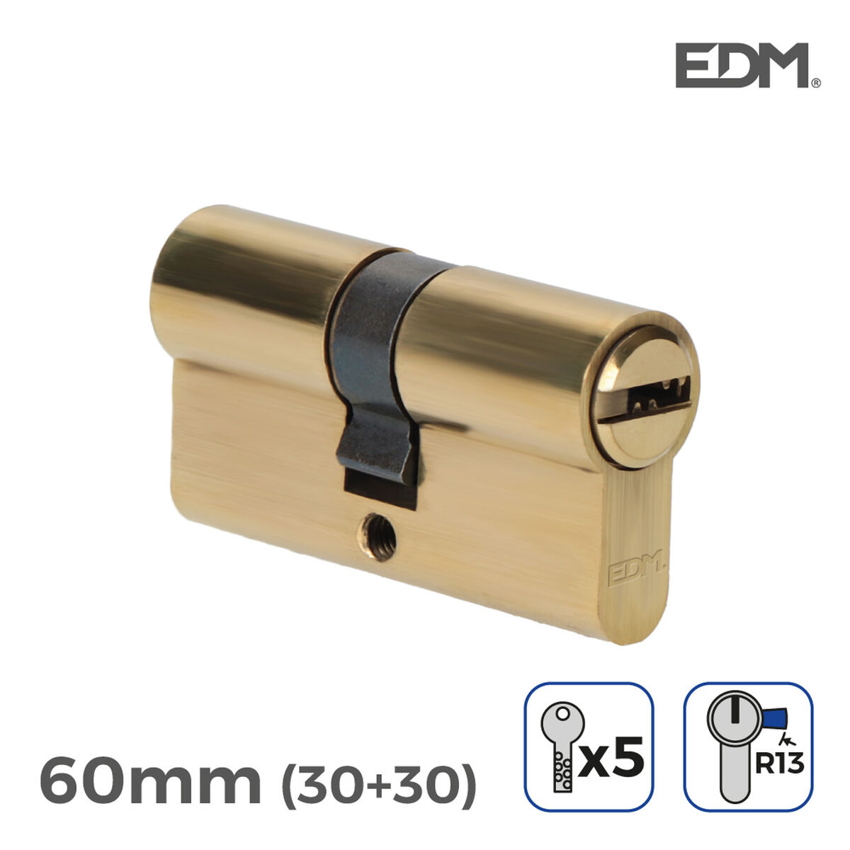 Cylinder EDM 85186 r13 Gyllene Mässing Kort kamlås 60 x 30 x 17 mm Europeisk