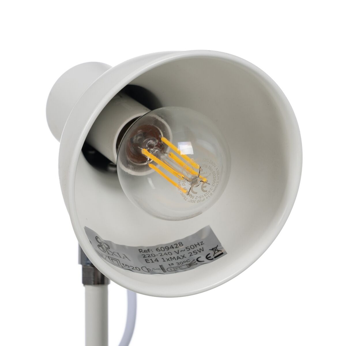 Bordslampa Vit Järn 25 W 220-240 V 15 x 14,5 x 36,5 cm - 4