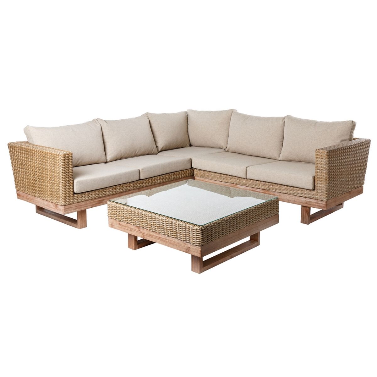 Trädgårdssoffa Patsy Modulär Trä Rattan 66 x 89 x 64,5 cm - 2