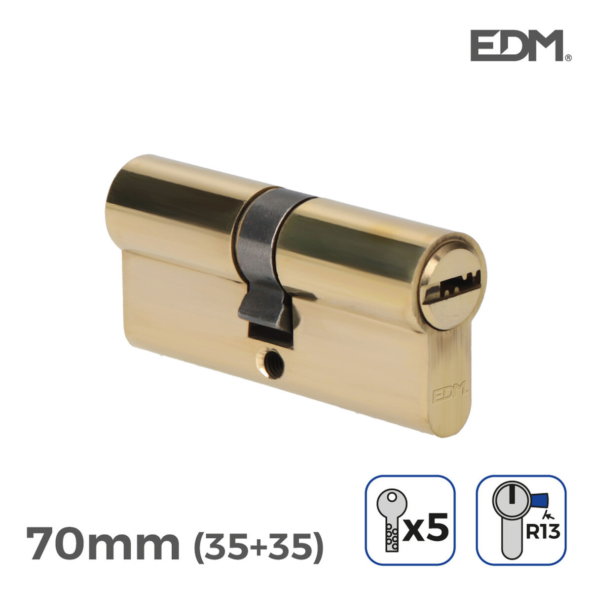 Cylinder EDM 85189 r13 Gyllene Mässing Kort kamlås Europeisk
