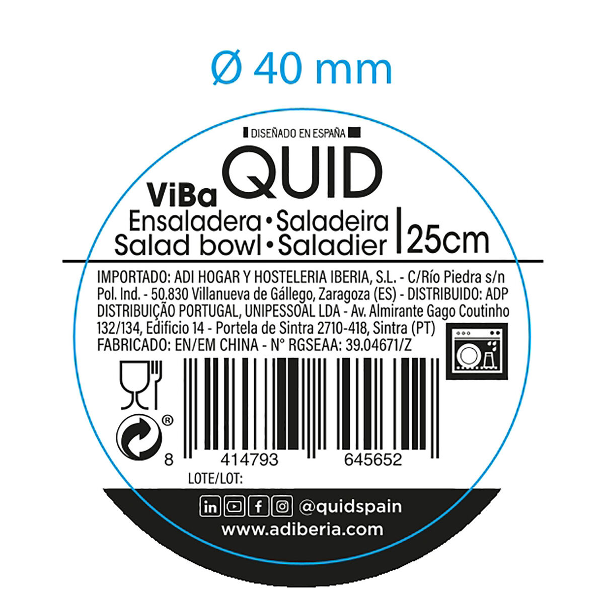 Salladsskål Quid Viba Transparent Plast (25 cm) - 2