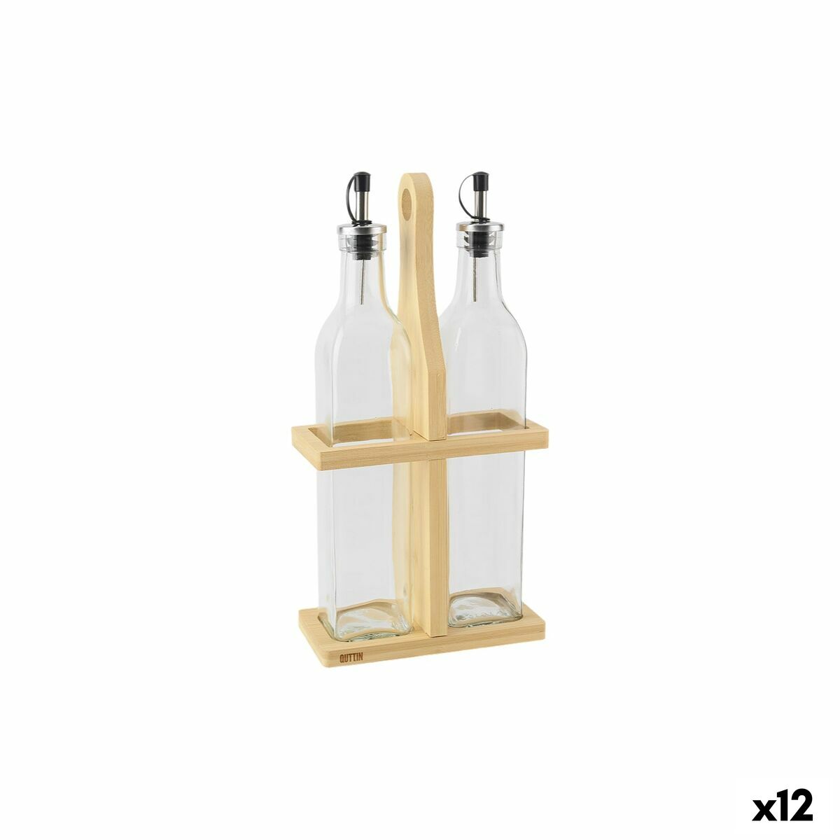 Kryddset Quttin Brun Transparent Glas Bambu 0,5 L 2 Delar (12 antal)