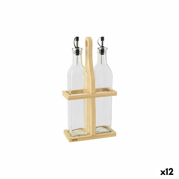 Kryddset Quttin Brun Transparent Glas Bambu 0,5 L 2 Delar (12 antal)
