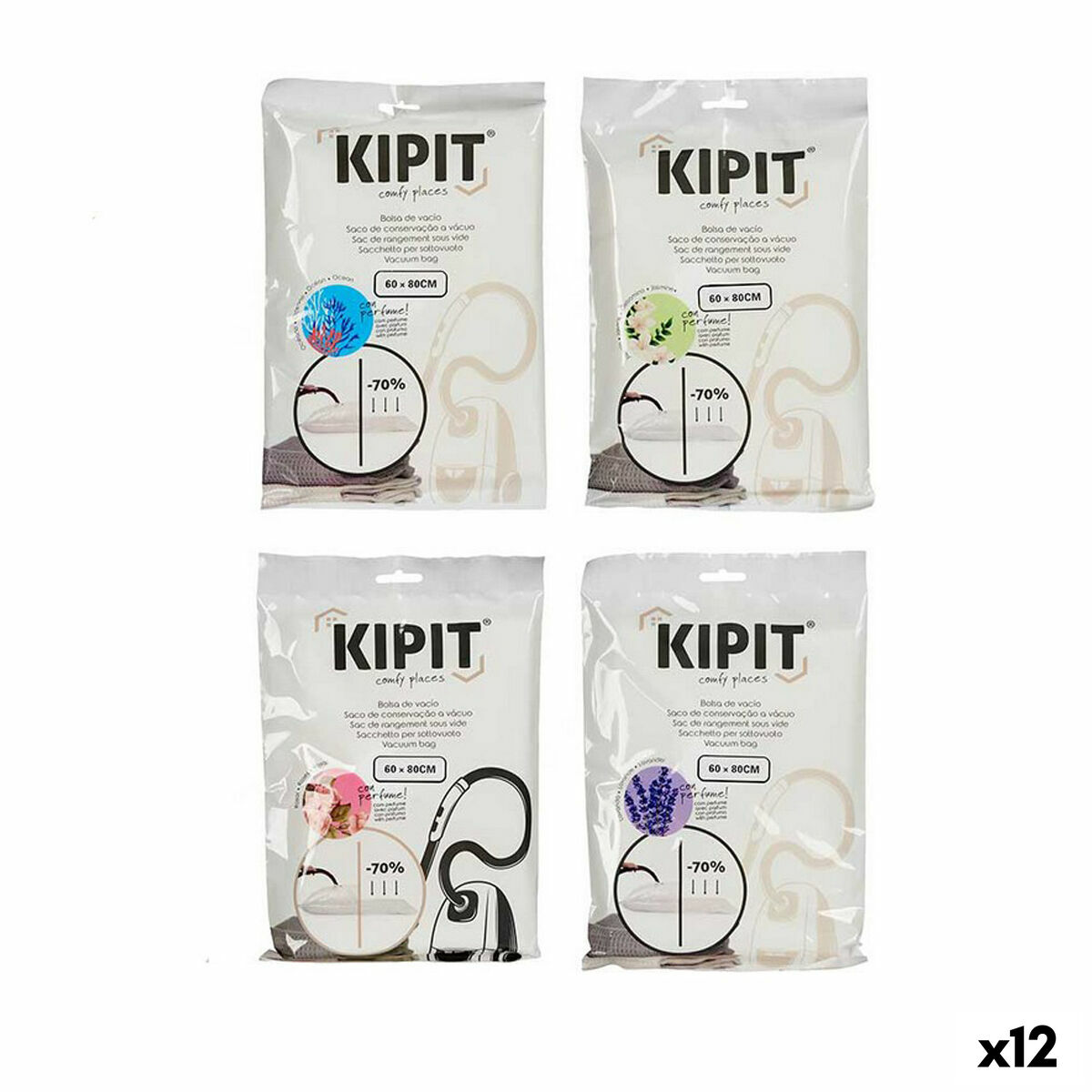 Vakuumpåsar Kipit Transparent Plast 60 x 80 cm (12 antal)