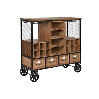 Flaskställ Home ESPRIT Brun Svart Metall Gran 94 x 37 x 91 cm